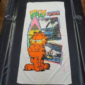1978 Garfield The Cat Big Kahuna Beach Bath Towel Surf‎ Cartoon Vtg